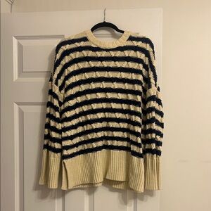 Madewell Navy and Cream Knit Sweater